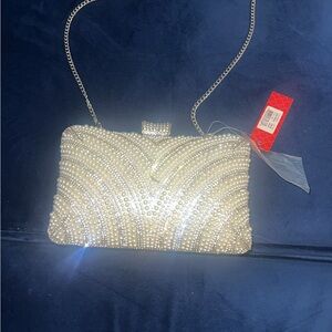 Elegant White Beaded Clutch